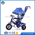 El triciclo del cochecito de bebé de la madre embroma la bici, triciclos del metal de los cabritos para los niños, triciclo del niño con el dosel de la barra del empuje